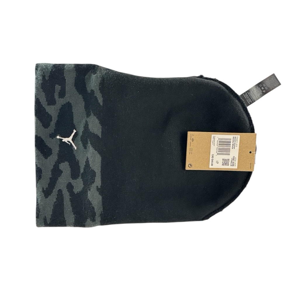 NWT Jordan Peak Beanie Elephant Print Black Grey Jumpman Hat - Picture 2 of 5